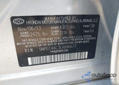2014 Hyundai Sonata Limited from USA, damaged, VIN 5NPEC4AC3EH846677